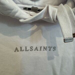 All Saints Classic White Sweatshirt SMALL silver thread